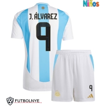 Camiseta Argentina Julian Alvarez #9 Primera Equipación para niños Copa America 2024 manga corta (+ pantalones cortos)